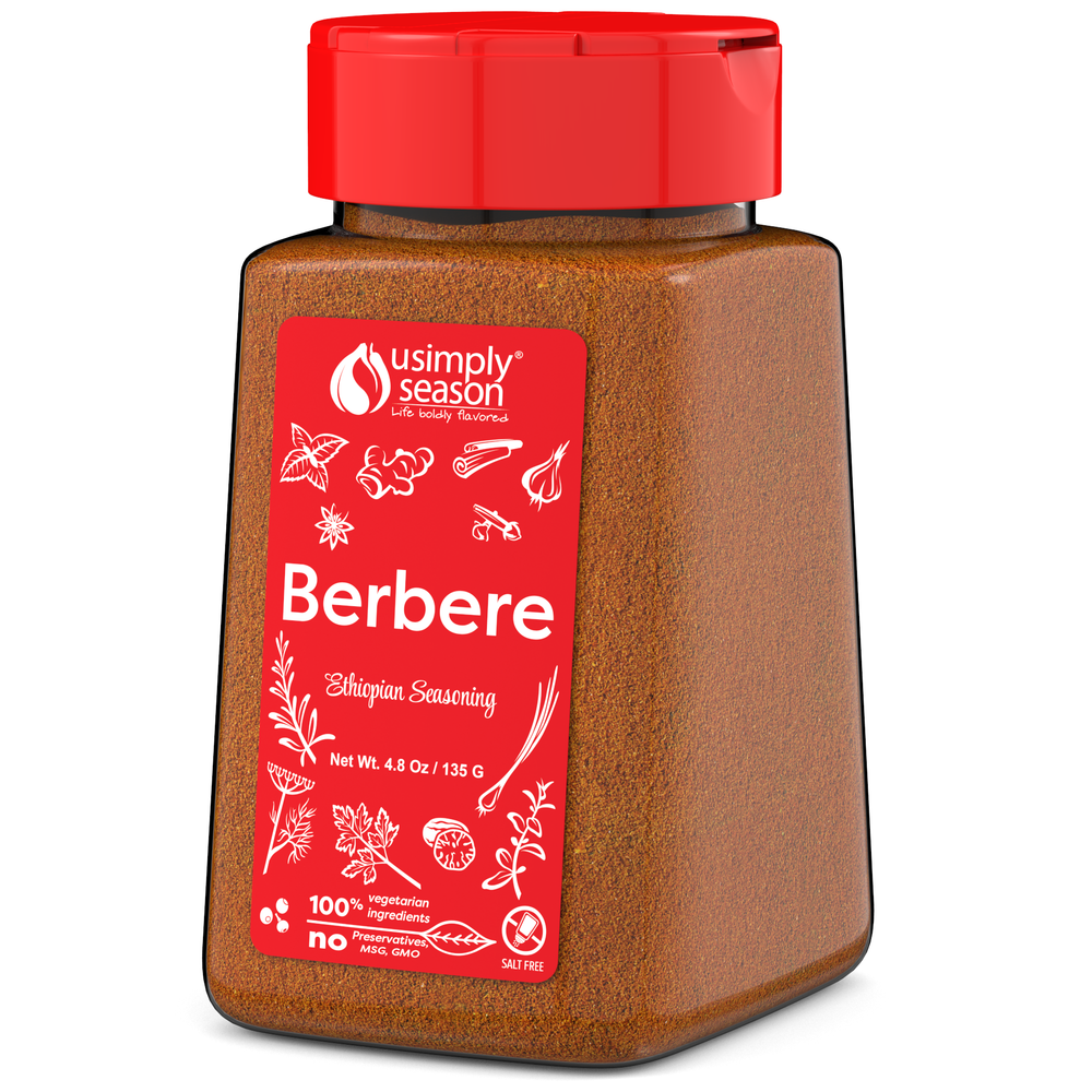 USimplySeason Berbere Spice, 4.8oz - Ethiopian Inspired Blend for Hearty Stews & Meats - Vegan, Non-GMO, Crafted in USA