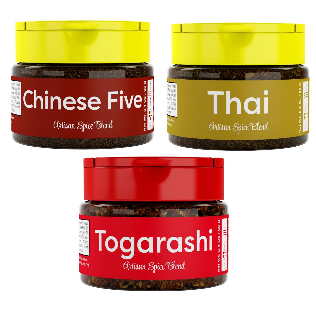 USimply Season Global Flavors Trio: Chinese Five Spice, Togarashi, & Thai Spice