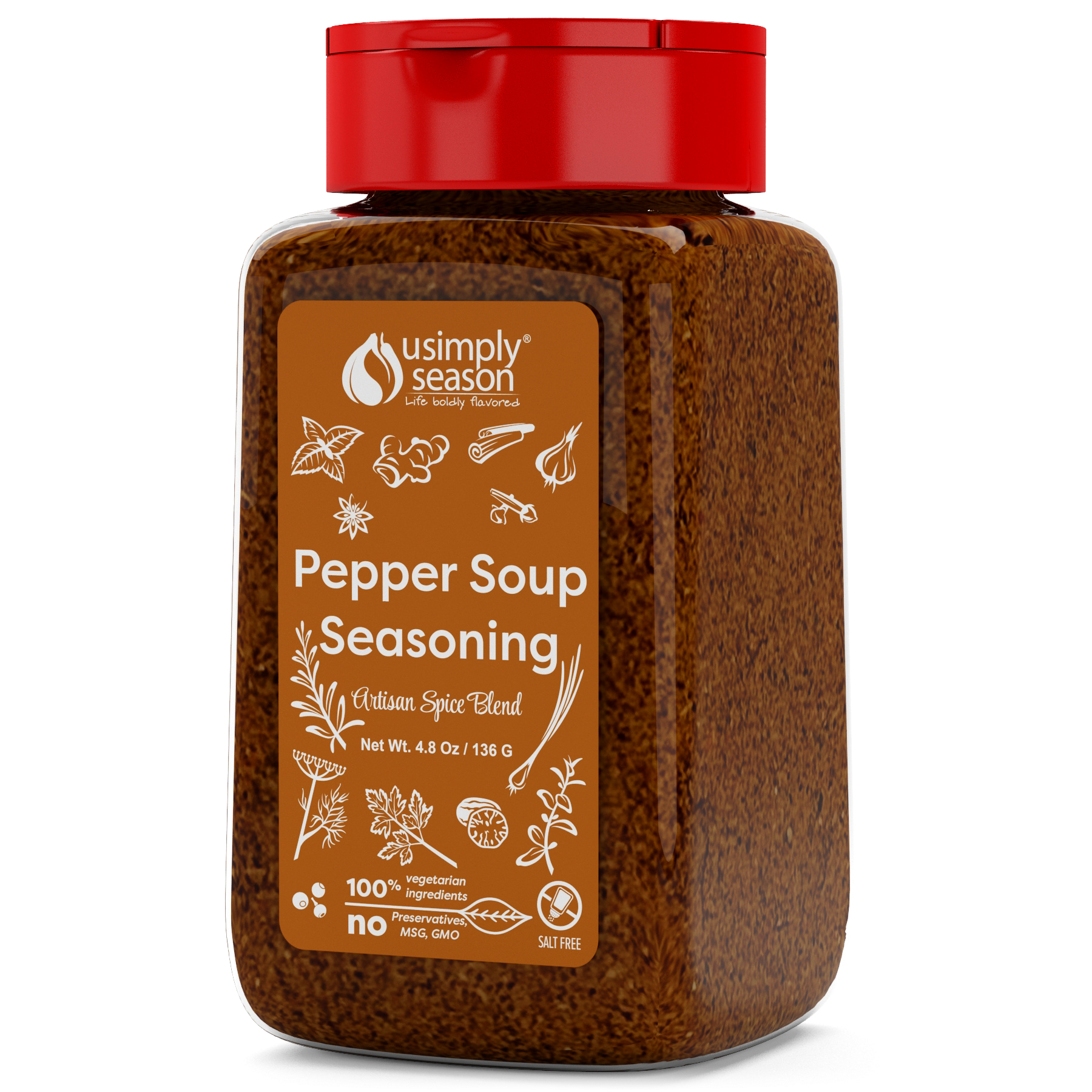 USimplySeason Pepper Soup Seasoning - An Aromatic West African Spice Mix, 4.8oz